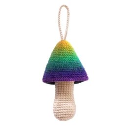 Eghver Small Lipstick Pouch for Purse Lip Balm Lanyard Chapstick Holder Keychain Handmade Crochet Mushroom Bag, Green, Medium