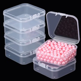 Segbeauty Storage Box, Pack of 6, 7.5 x 7.5 x 3.5 cm Sorting Boxes for Small Parts, Plastic Box with Lid, Screws Sorting Box, Small Parts Organiser for Small Beads, Pills, Jewellery