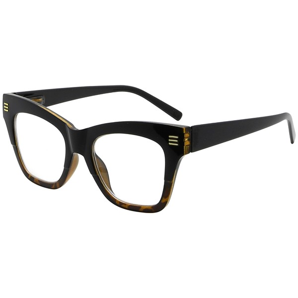 Eyekepper Oversize Reading Glasses for Women Large Frame Readers - Black/Tortoise,+3.00