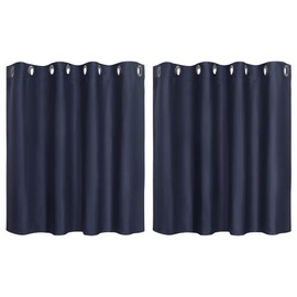 PiccoCasa Blackout Curtains 2 Panels Grommet, Navy Blue Thermal Insulated Curtains Panel Darkening Small Window Curtains for Bedroom Living Room 52 x 36 Inch (Width x Length), 36inch Drop
