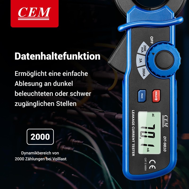 CEM DT-9810 AC Leak Current Meter Clamp Meter - High