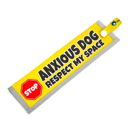dogkit Anxious Dog Respect My Space Sleeve for Reactive Nervous Dogs, Reflective, Waterproof, Double Sided Slip-on for the Dog Lead (Yellow, Stop Sign)