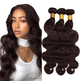 14 16 18 Inch Brown Human Hair Bundles Color 4 Dark Brown Body Wave Human Hair Bundles Dark Brown Wet and Wavy Brazilian Hair Weave Bundles Unprocessed Hair Extension For Black Women