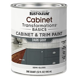 Rust-Oleum 372010 Transformations Basics Cabinet & Trim Paint, Quart, Dark Gray 32 Fl Oz (Pack of 1)