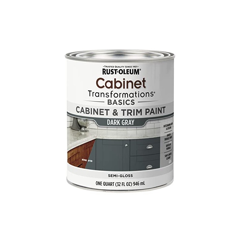 Rust-Oleum 372010 Transformations Basics Cabinet & Trim Paint, Quart, Dark