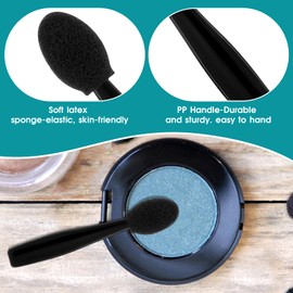 50 Pcs Eyeshadow Applicators, 1.9" Reusable Short Handle Dual Sided Sponge Cosmetic Brushes, Professional Disposable Single Head Soft Mini Portable Makeup Tools for Cream (Black)