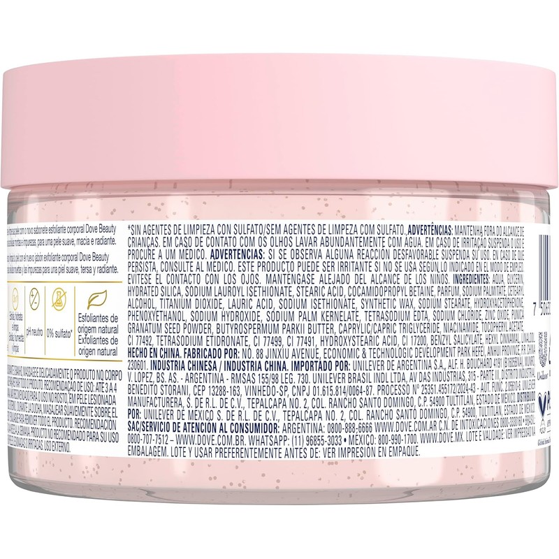 Dove Beauty Scrub Jabón Exfoliante Corporal Granada y Manteca de
