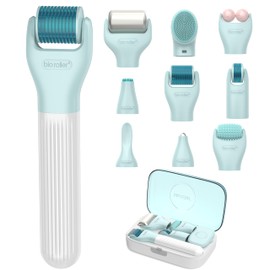 Micro Roller Biomassager for Face, Eyes, Scalp and Body - Premium Beauty Device 10 in 1 Kit