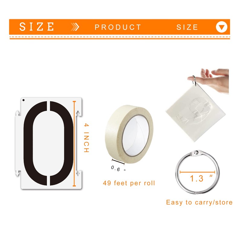 Number Stencils 4 inch Curb, 20PCS 0-9 Address Curb Stencil