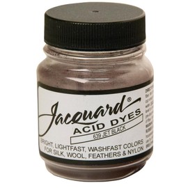 Jacquard Acid Dye 1/2oz Jar Jet Black - Acid Dye for Wool, Silk, Alpaca, Feathers, Cosplay Wigs and Nylon - Powder Wool Dye for Full Coverage Dyeing - Vibrant Acid Silk Dye
