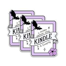 Set 3Pcs A Reader Without Thier Kindle Is a Tradegy Sticker Funny ACOTAR Dragon Fourth Wing Bookish Hard Hat Waterproof 3 Inches Die-Cut Vinyl for Water Bottle Laptop Phone for Friend Coworker Dad Mom