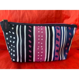 Estee Lauder 2 Estee Lauder Blue Purple Strips Canvas Makeup Cosmetic Case Bag~Big~Small~