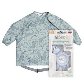 Bibado - Dotty The Dinosaur Teething Toys, Mist - Multi-Sensory Teether - BPA Free Baby Toy - Strengthen Mouth Muscles & Learn Feeding - Dentist Approved - Baby Essentials & Baby Toys - 3 Months+