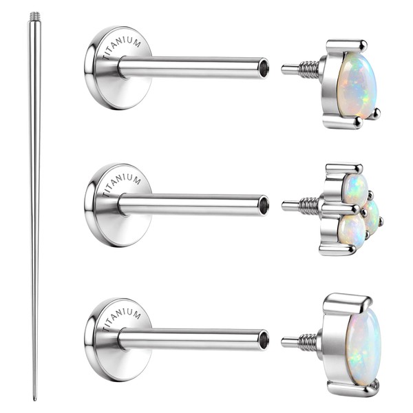 GEMQUEEN G23 Titanium Screw Back Opal Studs Earrings : Hypoallergenic