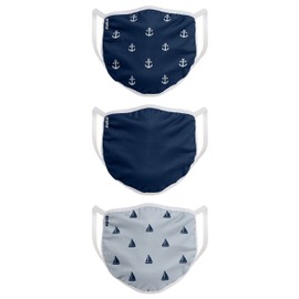 FOCO Standard Reusable Washable Breathable Cloth Fashion Mask, Nautical Face Cover 3-Pack, Adult