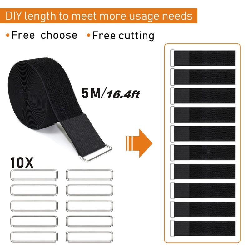 YMCRLUX 2"x16ft Reusable Cinch Strap with 10 Metal Buckles, Cut-to-Length
