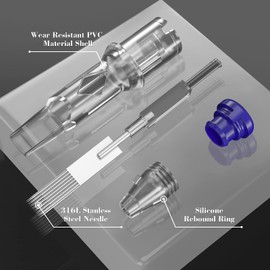 INKin Tattoo Cartrdiges Magnum Curved 1213RM - Winall Standard Disposable Tattoo Needles 13 Round Mag Long Taper 20Pcs With Professional Membrane