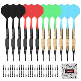 CyeeLife Plastic Tip Dart Arrows - 12 Point Dart Arrows for Electronic Dartboard 18g