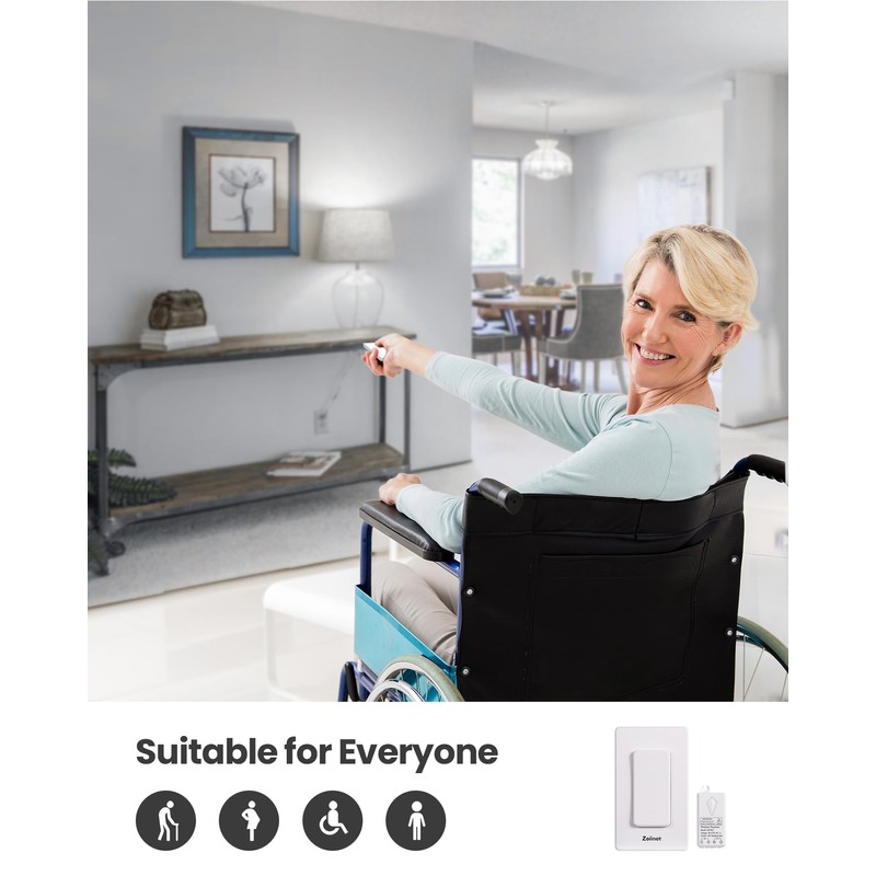 Zoiinet Wireless Lights Switch Kit, with 2 Switches, Buckle Design