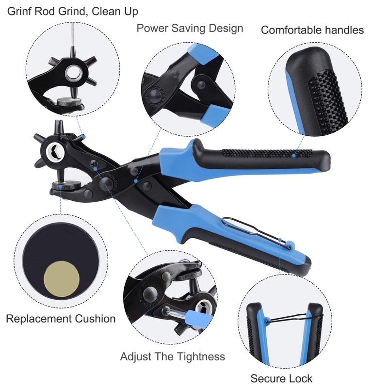 Leather Hole Punch Multi Sized Heavy Duty Revolving Punch Pliers