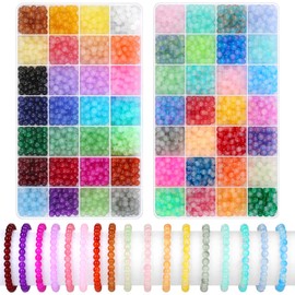 shynek 2800 6mm Glass beads for Bracelets, 56 Colors Crystal Beads for Jewelry Making, Bracelet Making and DIY Crafts(28 Solid colors and 28 Mermaid colors)