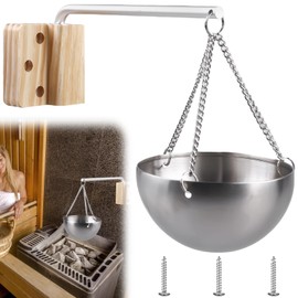 Aroma Bowl Sauna, 12 cm Stainless Steel Sauna Evaporator Bowl with Chain and Accessories, 350 ml Hanging Sauna Room Spa Holder, Round Hanging Bowl Cup Essential Oil Bowl for Sauna and Spa