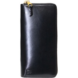Berkut Premium Italian Leather Long Wallet, Round Zipper, Large Capacity, Genuine Leather, Vegetable Tannins, Black
