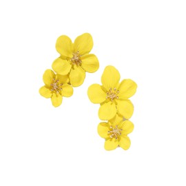 Boho Flower Earrings for Women Large Petal Dangle Earrings Gold Flower Statement Earring Summer Beach Vacation Jewelry (White/Purple/Yellow/Red/Green) (Yellow)
