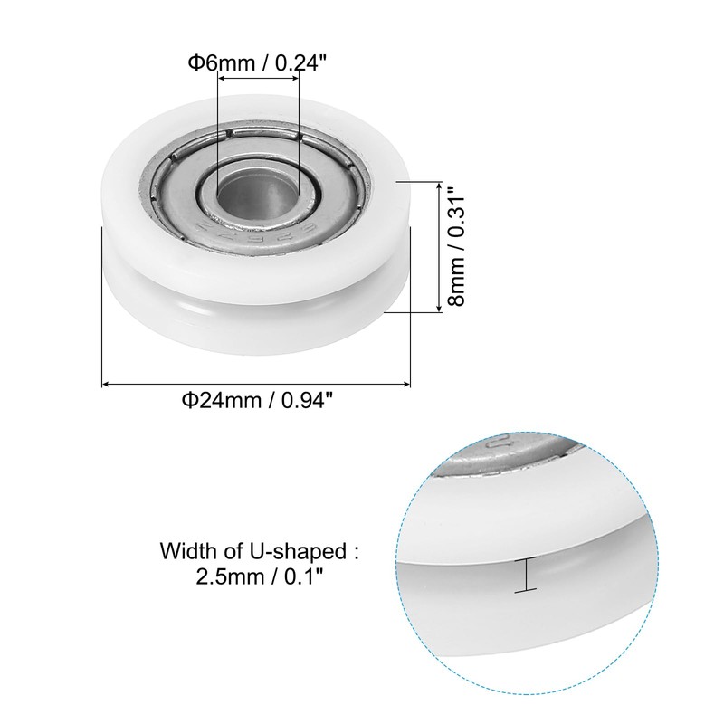 PATIKIL 24mm Drawer Rollers, 8 Pack Drawer Pulley Replacement Wheels