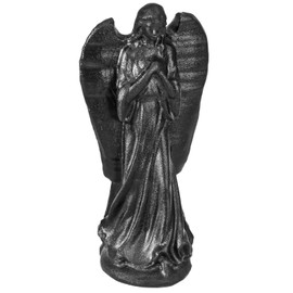 SUNYIK 3.2" Handcarved Guardian Angel Statue Polished Crystal Praying Angel Figurine Decor for Home Office Car Ornament, Black Obsidian