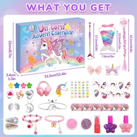 iZoeL Unicorn Advent Calendar for Girl Kids 2023 Christmas, Kids Advent Calendar Beauty Girls, 24 Days Novelty Gifts, Gift For Kids Girls, Countdown Days To Christmas Holiday