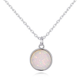 Philip Jones Silver Plated Synthetic White Opal Necklace with Quote Card