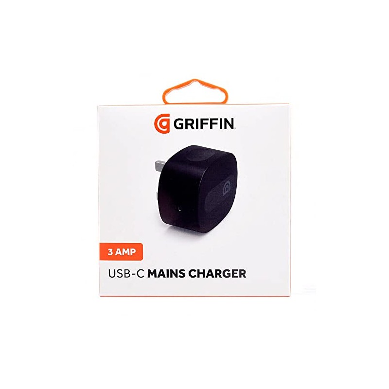 Griffin Single 3 Amp Fast Power USB-C Mains Charger, GP-020-BLK