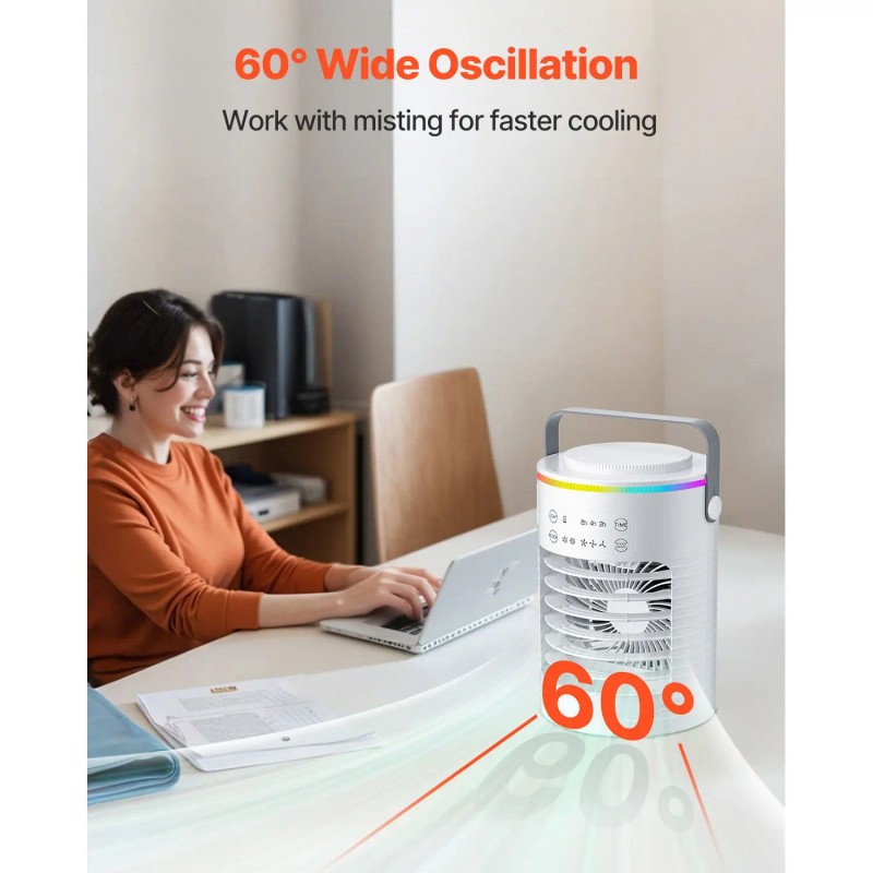 Portable 4-in-1 Evaporative Air Cooler with Smart Timer 3 Speed