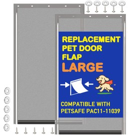 2 Pack Large Dog Door Replacement Flaps with Screws & Washers, Compatible with Petsafe Freedom Doggie Doors PAC11-11039 10 1/8" X 16 7/8" Weather Resistant Flexible (without Bracket-Smoky Translucent)
