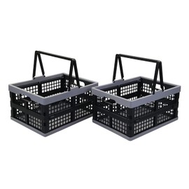 Joyeen Collapsible Storage Crate with Handles, Folding Plastic Crate Pack of 2