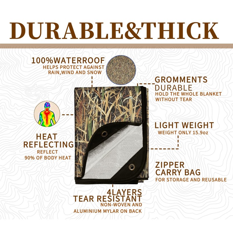 BESTHUNTINER Heavy Duty Survival Blanket -Multifunctional Reflective Tarp Thermal Blanket