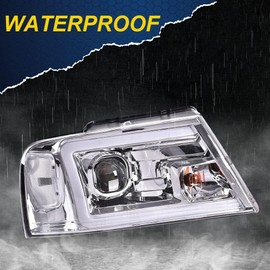 G-PLUS LED DRL Headlights, Compatible with 2004-2008 Ford F150, Compatible with 06-08 Lincoln Mark Lt(NOT Fit for 04 F150 Heritage/Flareside Beds Models), Clear lens Chrome Housing Clear Reflector