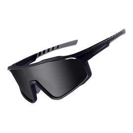 OKH Polarised Cycling Sunglasses for Men Women Outdoor Sports UV400 Driving Fishing Mountain Bike Glasses (Black Frame Gray Lens)