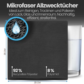 Mikrofaser Reinigungstuch, Allzweck Mikrofasertücher, streifenfreie Putztücher, 10 Stücke, Grau, Größe 35 x 35 cm - zur trockenen und feuchten Anwendung - Microfaser Küchentuch Poliertuch Reinigungstu