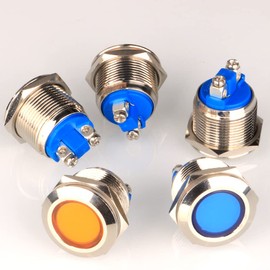 GUUZI 5pcs 12V-24V 19mm LED Metal Indicator Light Waterproof Signal Lamp Red Green with Wire