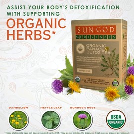 Sun God Medicinals Organic Loose Leaf Herbal Tea for Detoxification Support-Panacea-2 oz (20-24 servings) Caffeine Free, Brew Hot Tea or Iced Tea…