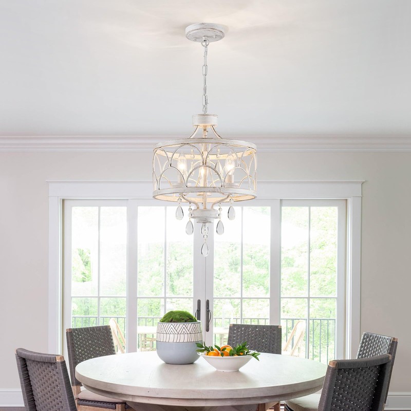 Uiimeces Small Crystal Chandelier, Modern Crystal Chandelier for Dining Room,