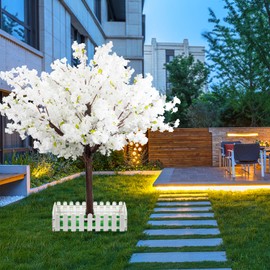 Artificial Cherry Blossom Tree - Handmade White Fake Cherry Blossom Tree Centerpieces for Wedding Party Christmas Garden Indoor & Outdoor