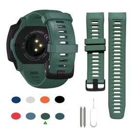 Replacement Band Compatible with Garmin Instinct, Smartwatch Accessory Wrist Soft Silicone Band Strap for Garmin Instinct 2 / Instinct Esports/Solar/Tide/Tactical (Army Green)