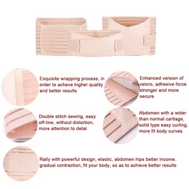 SHYL~JIER Postpartum Belly Wrap 3 in 1 Post Partum Support Recovery - Belly/Waist/Pelvis Belt for Women Body Shaper Tummy Bandit Waist Shapewear Girdle (Medium, Beige)