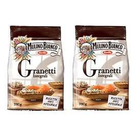 Mulino Bianco: "Granetti Integrali" Crispy and Crumbly Toasts 9.87 Ounce (280gr) Packages Pack of 2 [ Italian Import ]