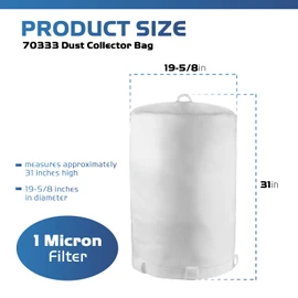 70333 Heavy Dust Collector Bags 21" x 31" x 1 Micron Filter Upper Bag with 5pc Clear Plastic Vacuum Dust Collection Bags 20" x 43" fit for POWERTEC DC-1512, JET, Grizzly, Shop Fox, Wen, Harbor Freigh