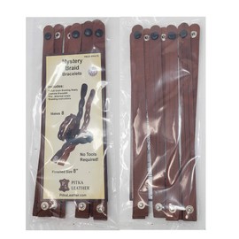 Mystery Braid Leather Bracelets Kit - 8 Brown Leather Bracelets Braiding Ready - Made in USA by Pitka Leather