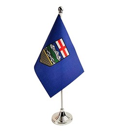 Canada Alberta Province Flag, Alberta AB Flag,Alberta Desk Flag,Alberta Table Flag，Alberta Office Table Flag on Stand Base, Decorations for Offices, Families, Conference rooms